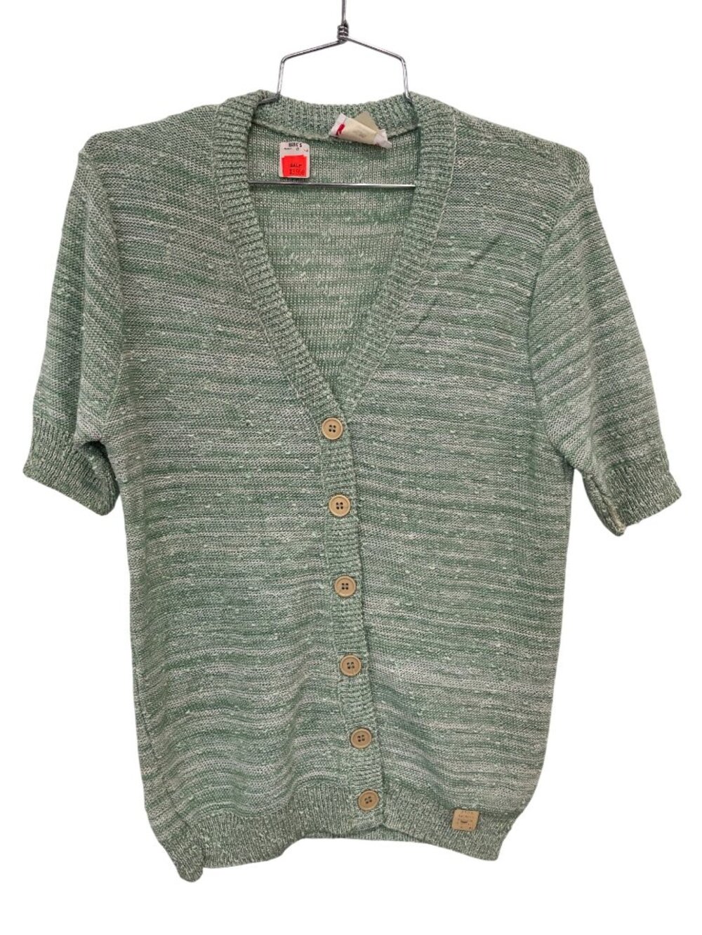 Vintage Bradley Cardigan Sweater Medium Short Sleeve Light Green Deadstock NEW
